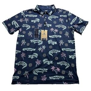 Chubbies Performance Neon Glade NWT Mens Golf Polo Shirt Sz M Alligator Palm
